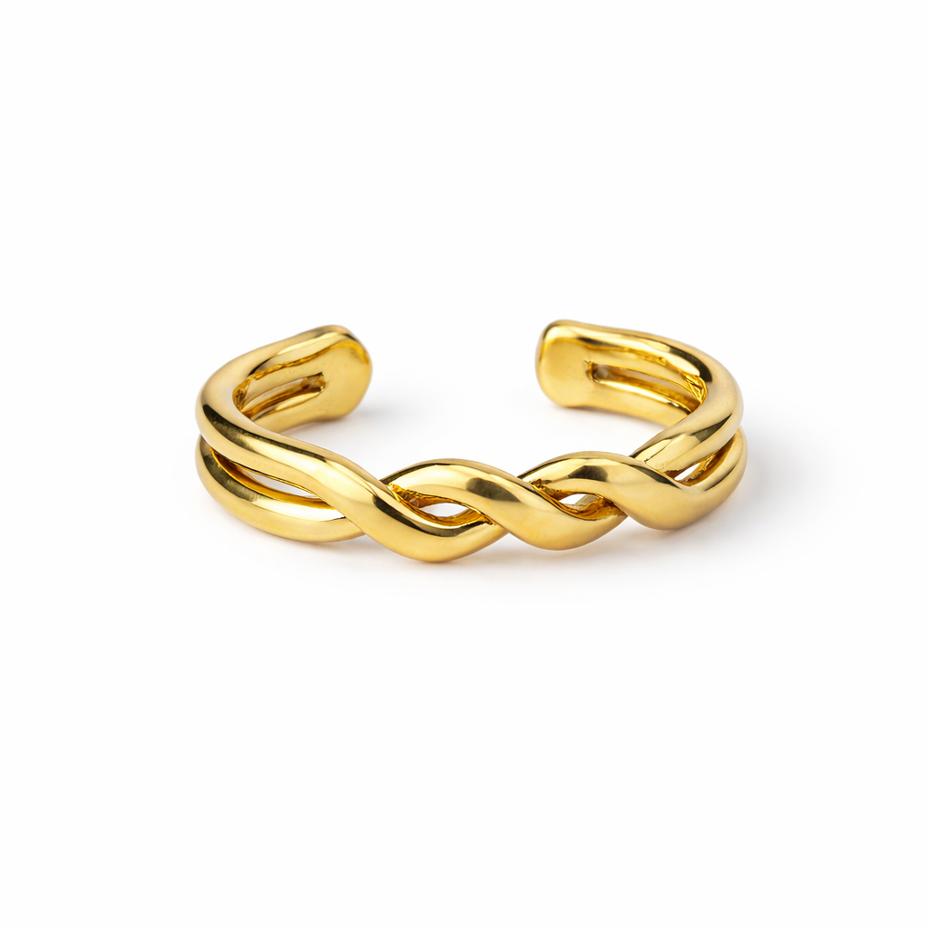 Gold Plated Minimalist Braided Twisted Ring