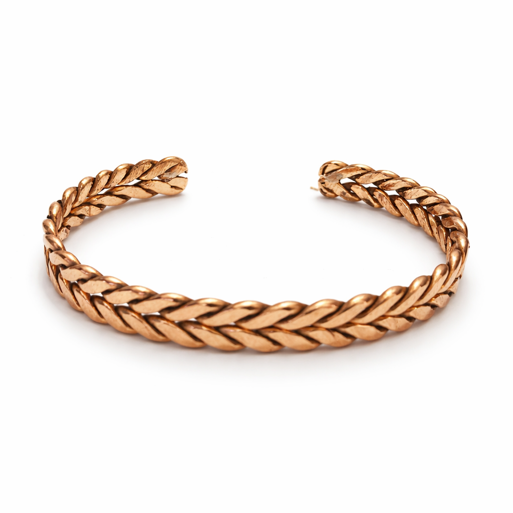 Handmade Twisted Rope Design Copper Cuff Bracelet