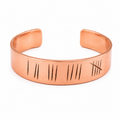 Engraved Copper Cuff Bracelet, Rustic Tally Mark Unisex Jewelry, Adjustable Handmade Bangle
