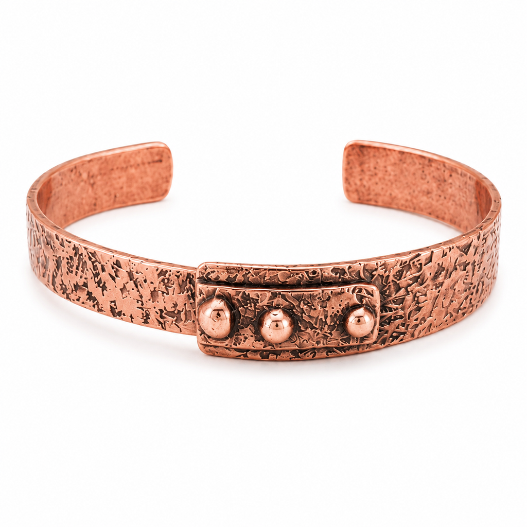 Hammered Textured Adjustable Copper Cuff Bracelet