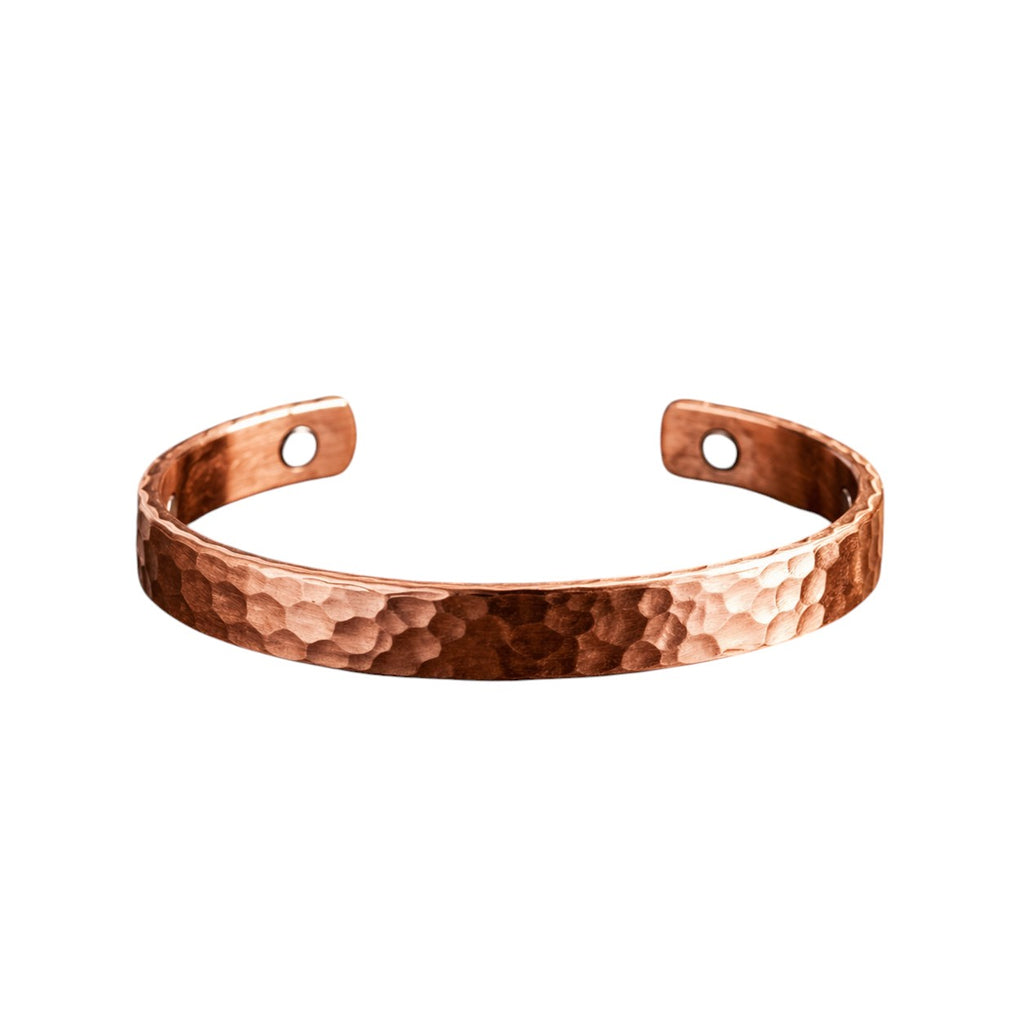 Copper Cuff Bracelet Handmade | Hammered Texture Adjustable Bangle | Unisex Fashion Jewelry
