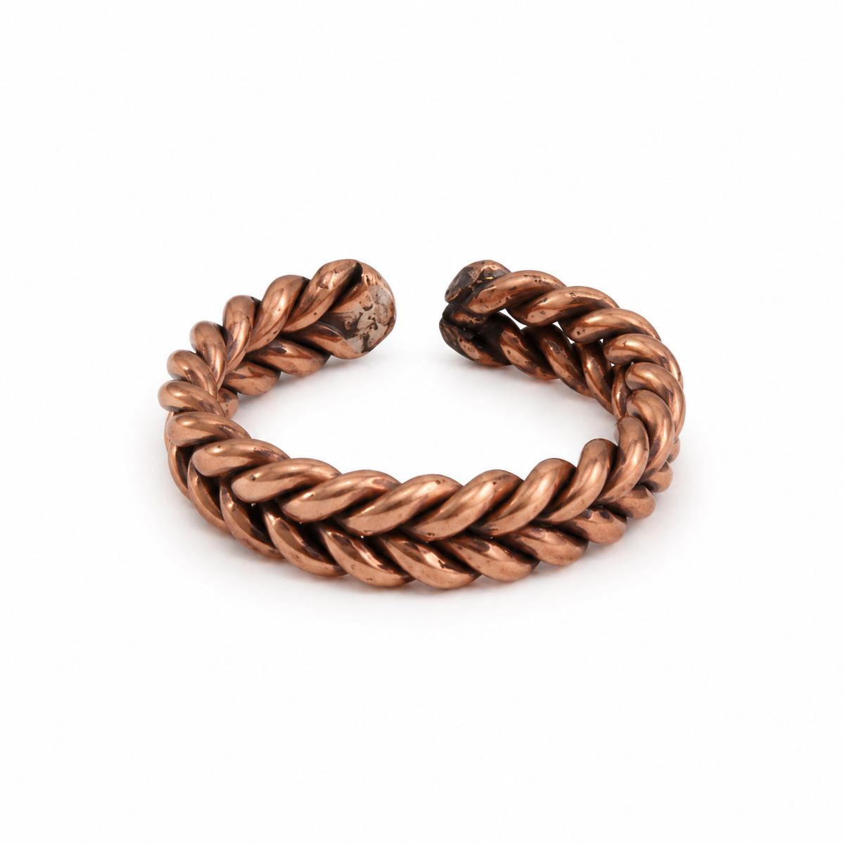 Handmade Braided Copper Ring Rustic Rope Statement Jewelry