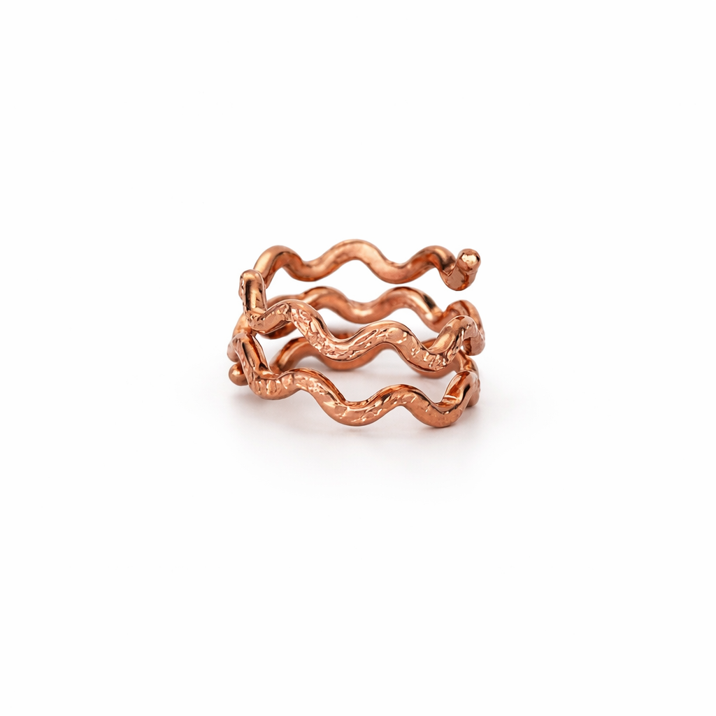 Hand Hammered Copper Wave Ring