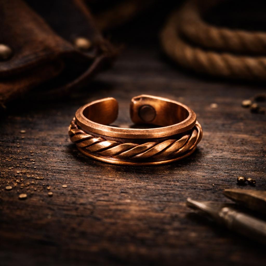 Handmade Braided Copper Ring, Adjustable Rustic Copper Band, Artisan Minimal Jewelry