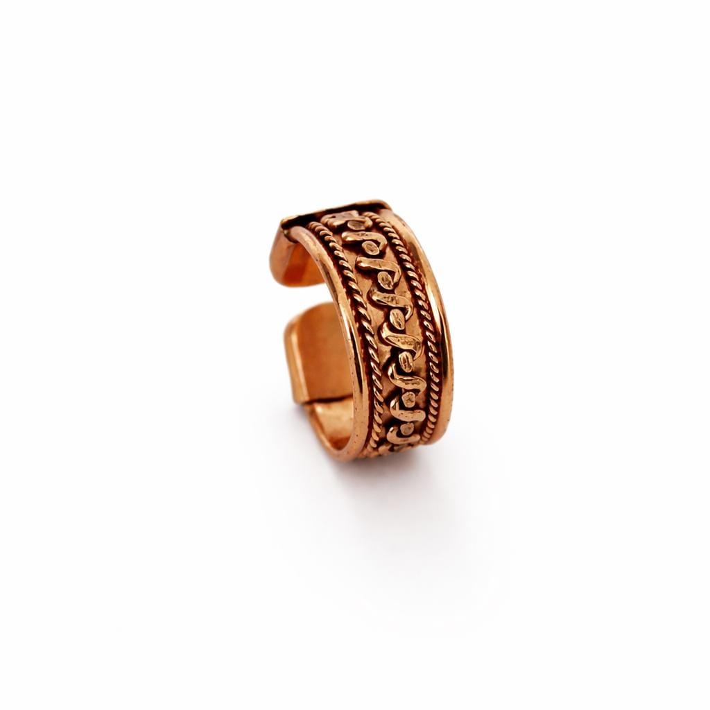 Handmade Rustic Copper Ring, Adjustable Open Band, Boho Style Copper Jewelry