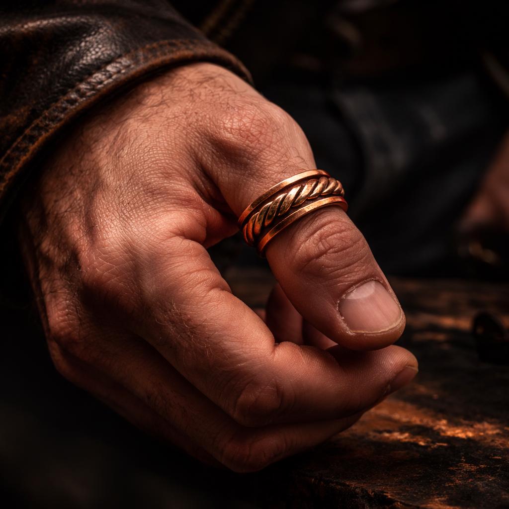 Handmade Braided Copper Ring, Adjustable Rustic Copper Band, Artisan Minimal Jewelry