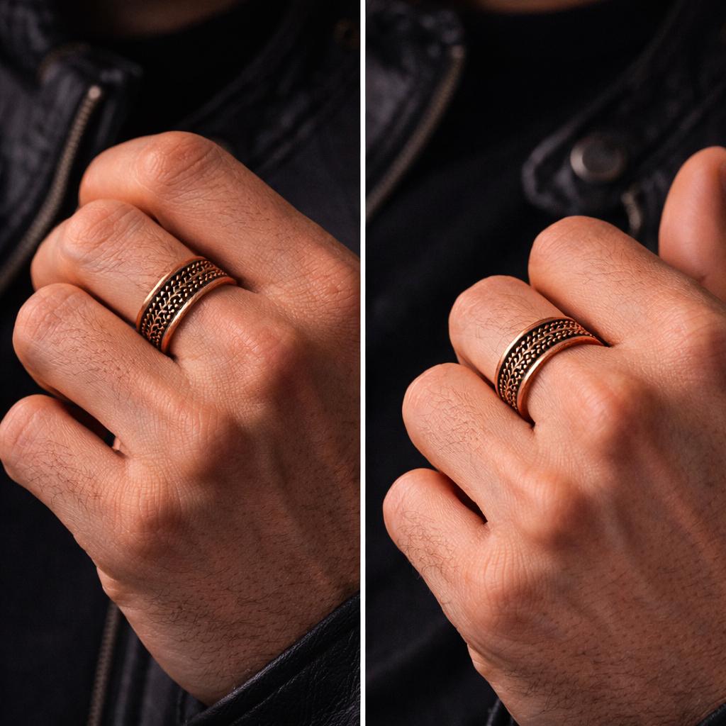 Handcrafted Copper Ring for Men, Adjustable Rustic Band, Minimal Artisan Jewelry