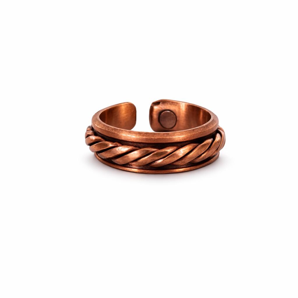 Handmade Braided Copper Ring, Adjustable Rustic Copper Band, Artisan Minimal Jewelry