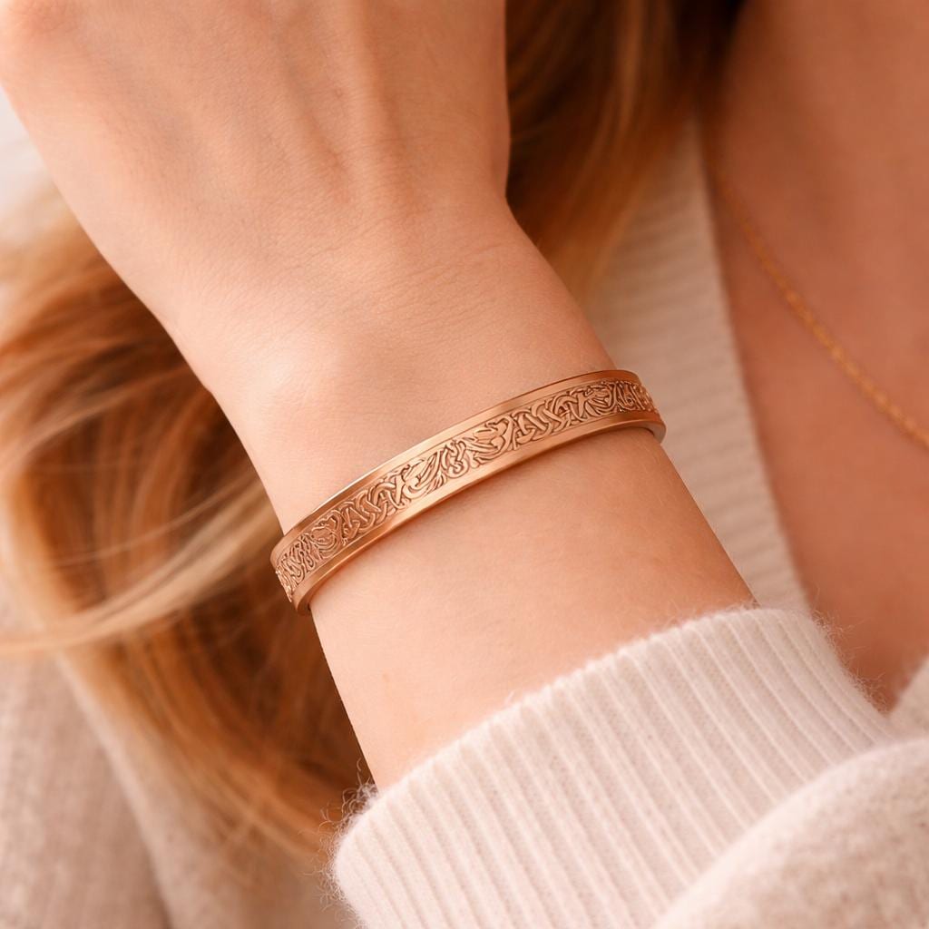 Handmade Copper Bracelet for Her | Engraved Celtic Design Cuff | Adjustable Copper Bangle