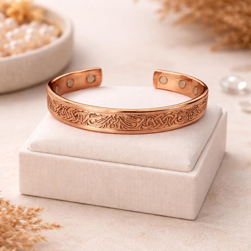 Handmade Copper Bracelet for Her | Engraved Celtic Design Cuff | Adjustable Copper Bangle