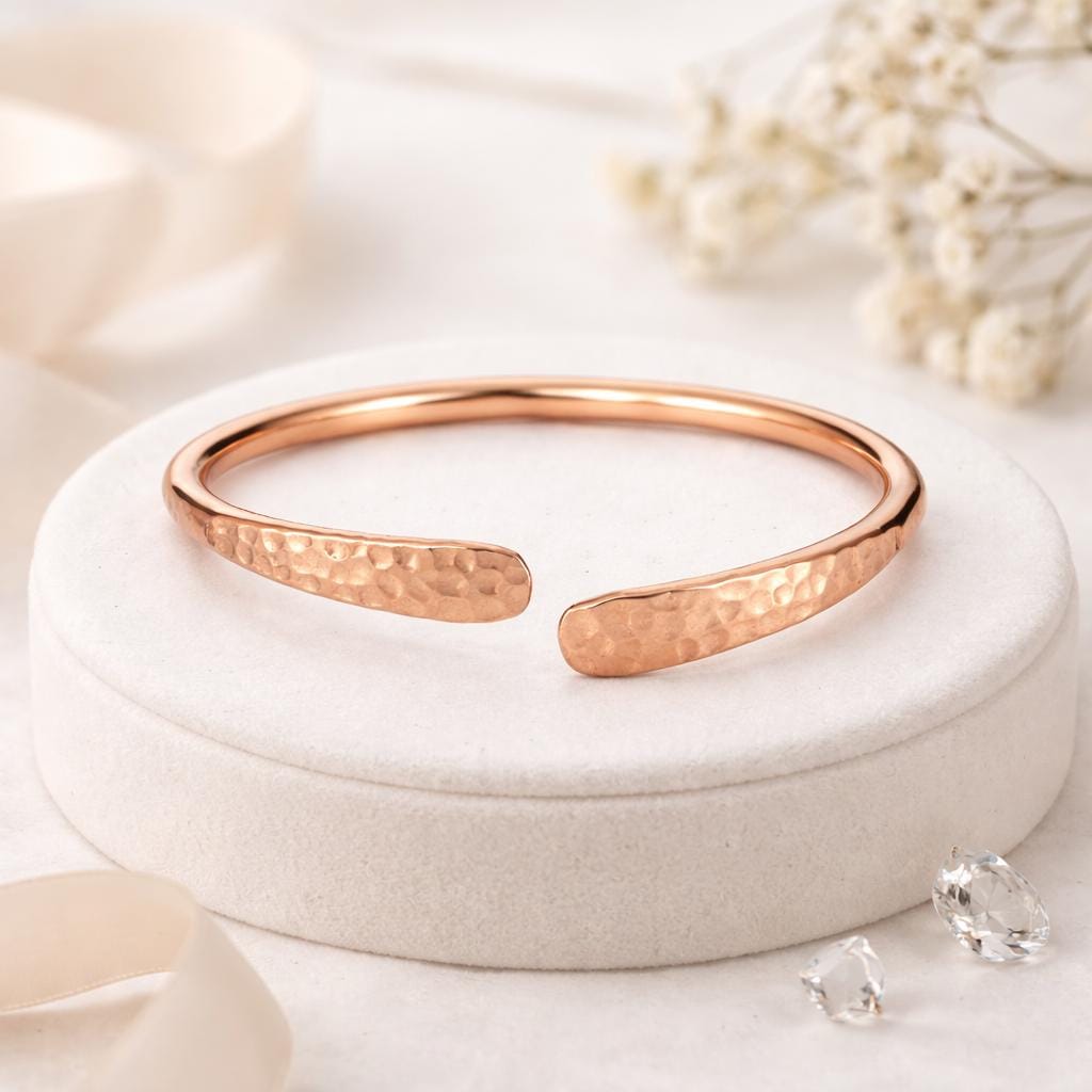 Hammered Copper Cuff Bracelet for Women, Handmade Adjustable Open Bangle, Minimalist Rustic Jewelry Gift