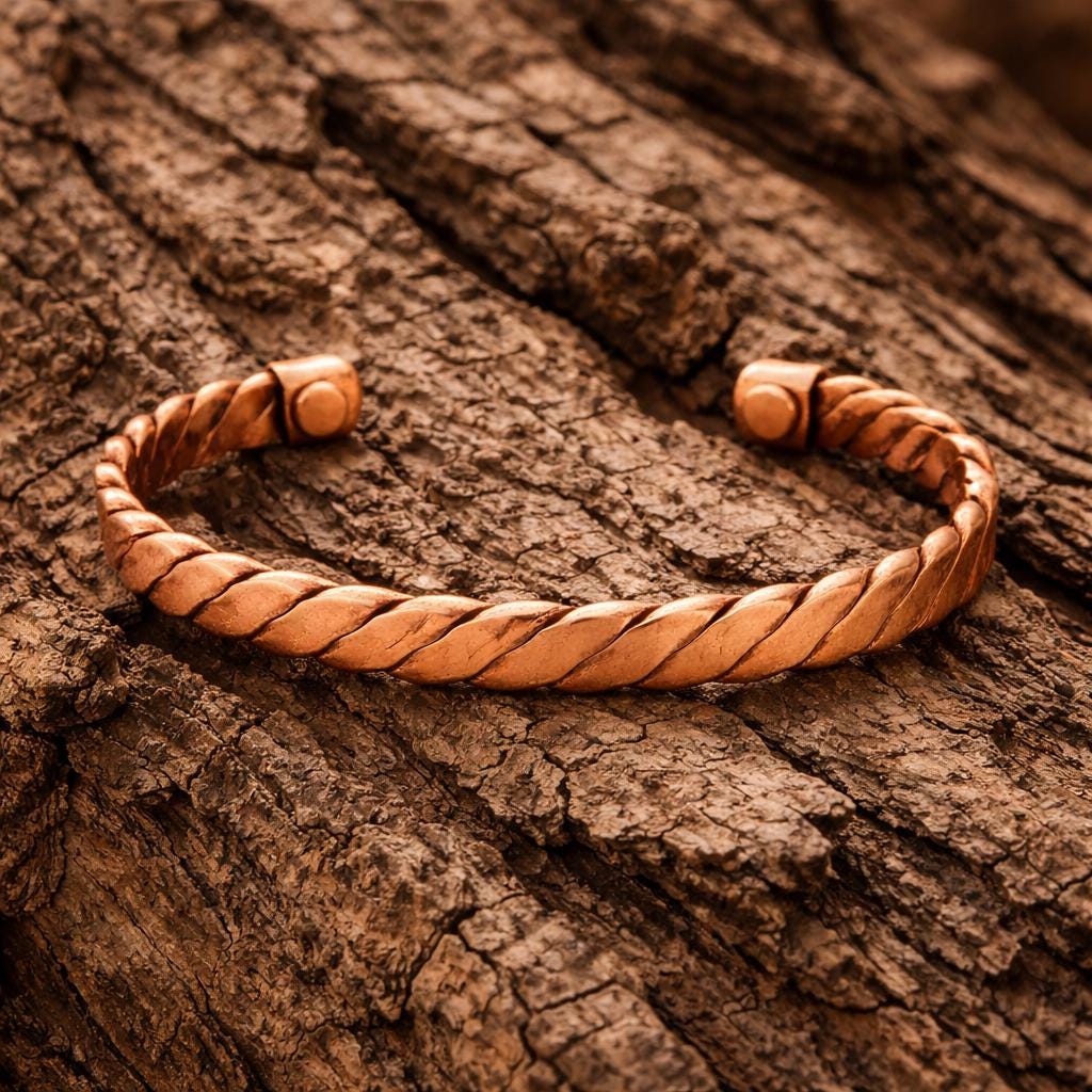 Handmade Twisted Copper Cuff Bracelet – Rustic Rope Design, Adjustable Fit Unixes Cuff