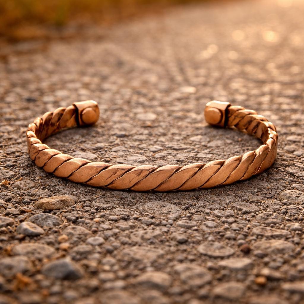 Handmade Twisted Copper Cuff Bracelet – Rustic Rope Design, Adjustable Fit Unixes Cuff