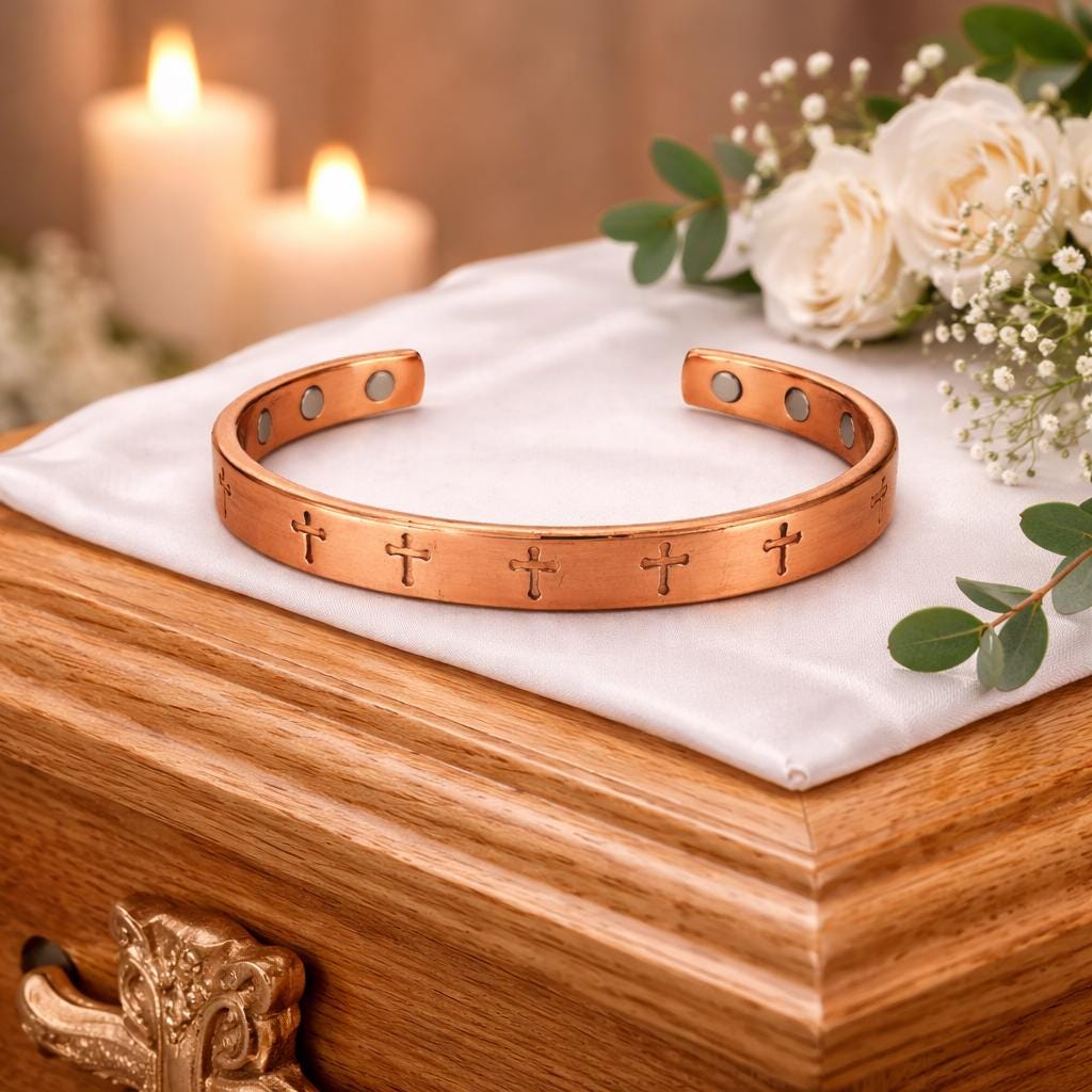 Engraved Copper Cross Cuff Bracelet | Hand Made Copper Bangle, Unisex Open Cuff Bracelet, Spiritual Jewelry