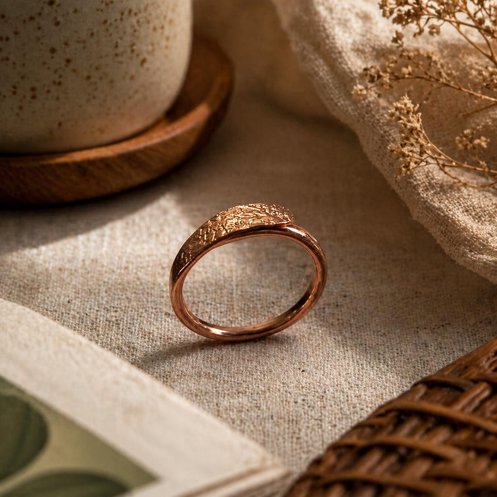 Textured Copper Spinner Ring, Slim Fidget Band, Handmade Anxiety Relief Jewelry
