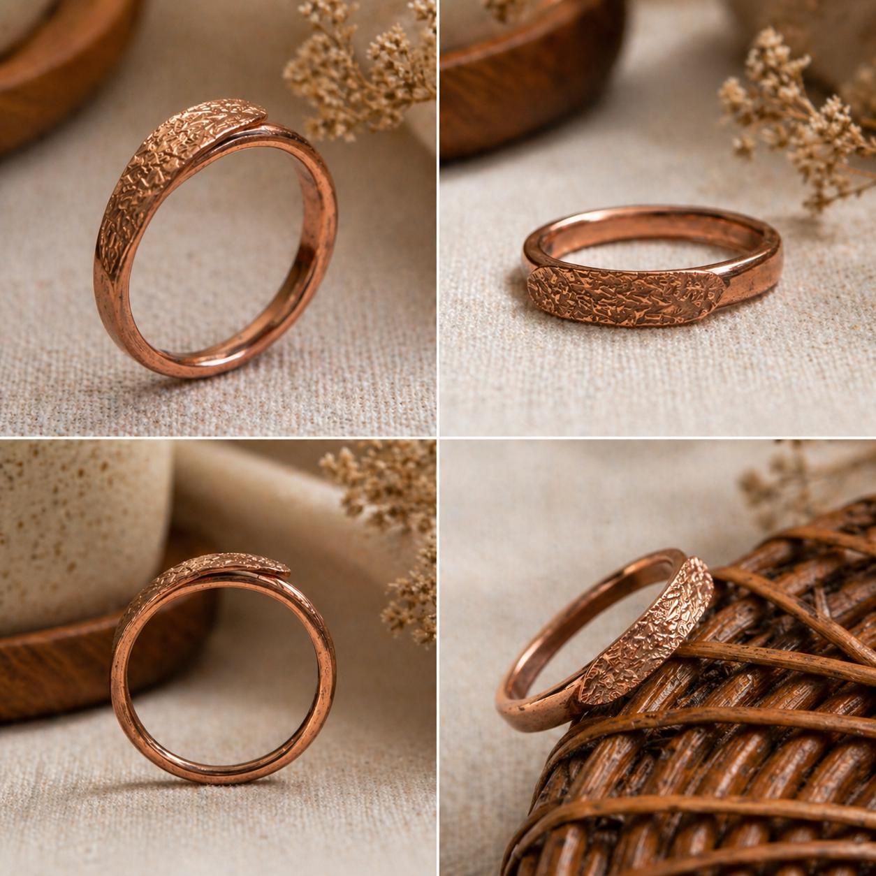 Textured Copper Spinner Ring, Slim Fidget Band, Handmade Anxiety Relief Jewelry