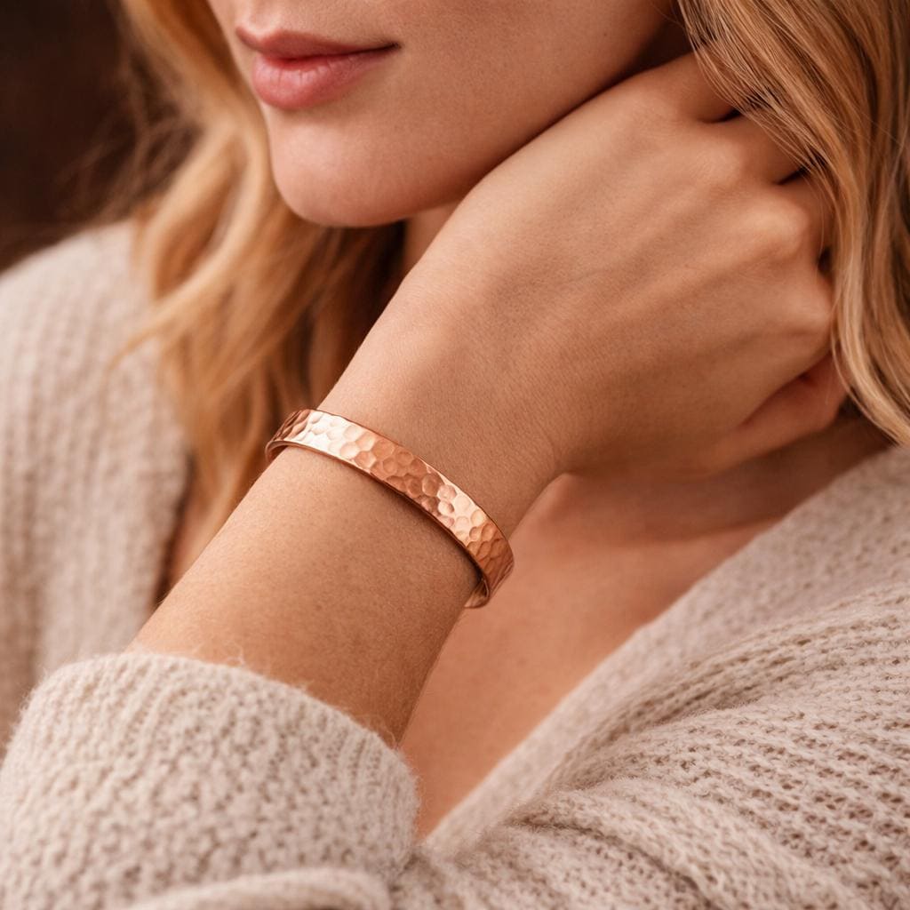 Hammered Copper Cuff Bracelet | Adjustable Unisex Rustic Jewelry