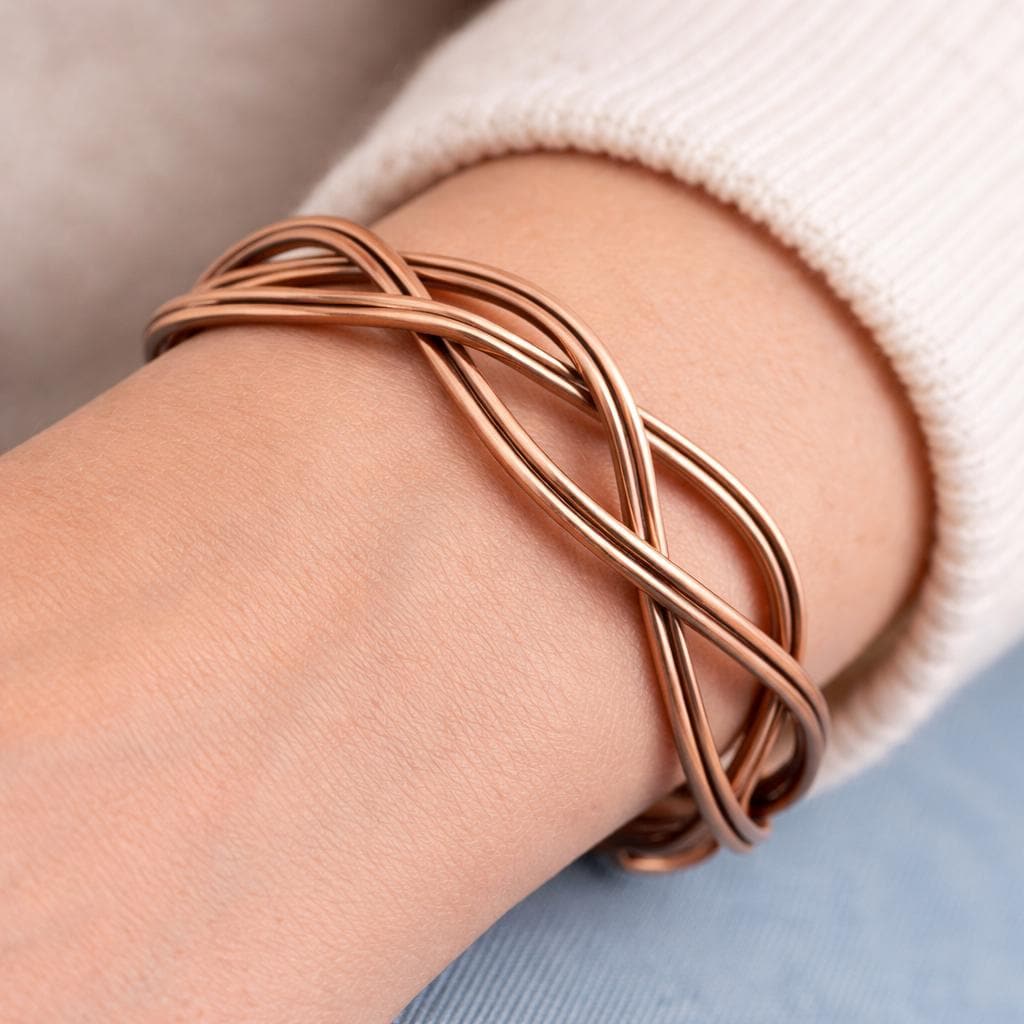 Handmade Copper Cuff Bracelet for Women – Adjustable Wire Wrap Bangle – Minimalist Jewelry Gift