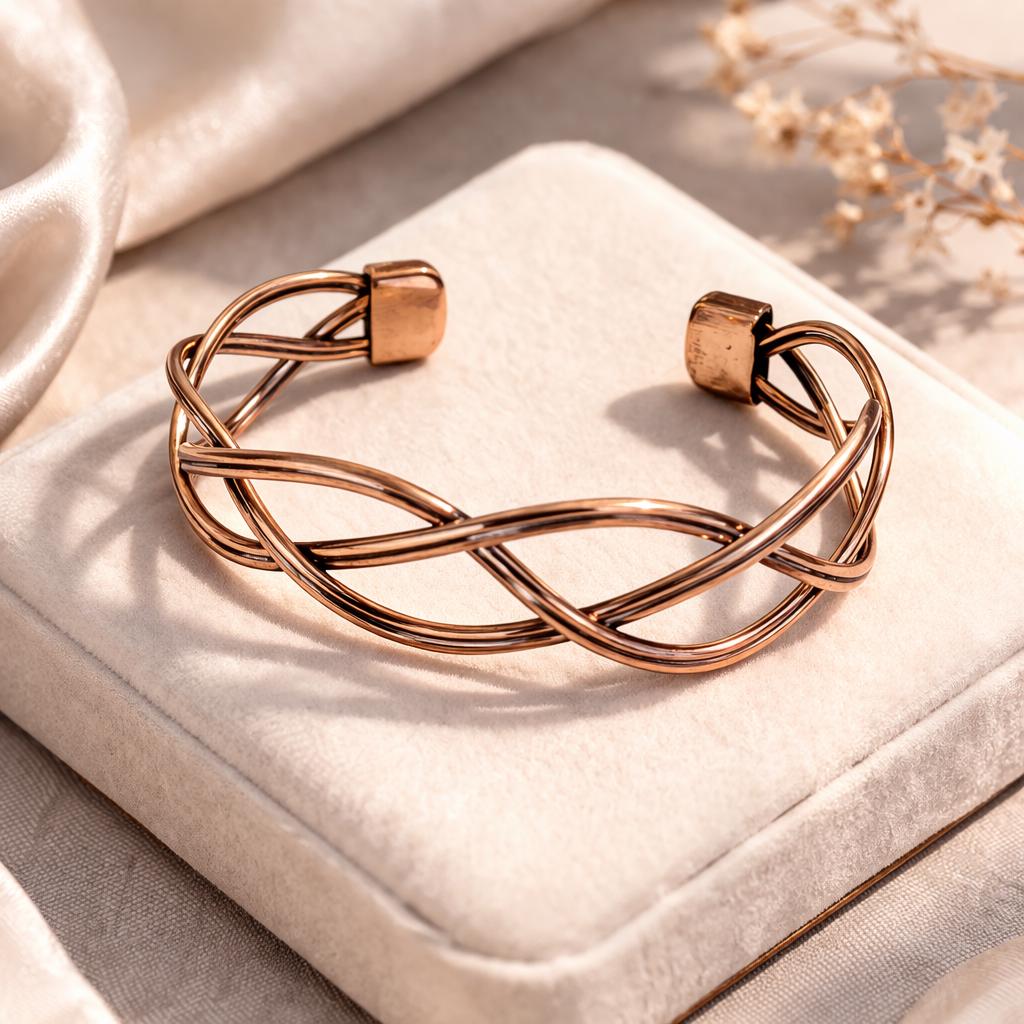 Handmade Copper Cuff Bracelet for Women – Adjustable Wire Wrap Bangle – Minimalist Jewelry Gift
