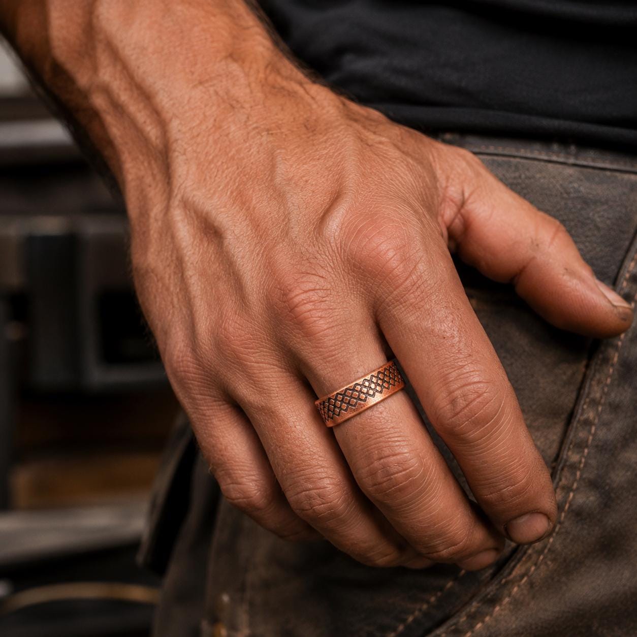 Handmade Copper Ring  | Textured Copper Band | Artisan Rustic Jewelry Gift