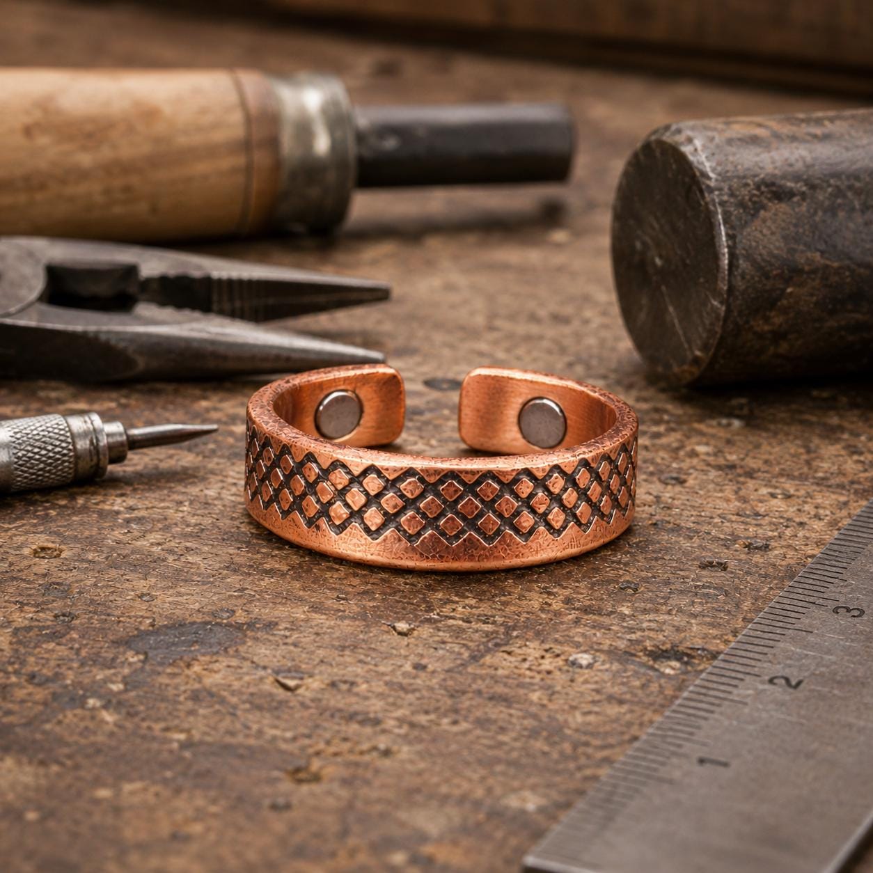 Handmade Copper Ring  | Textured Copper Band | Artisan Rustic Jewelry Gift