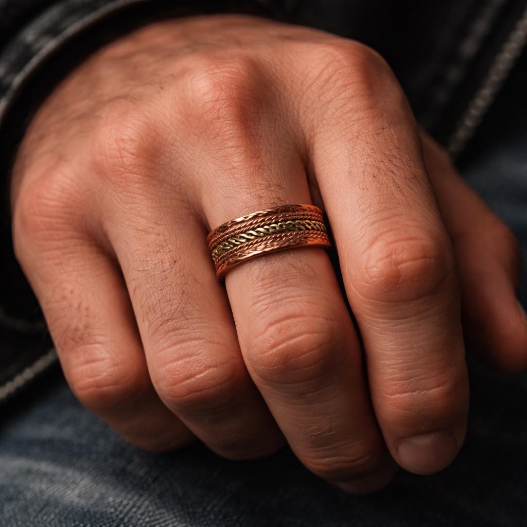 Handmade Copper Ring for Men, Adjustable Rustic Copper Band, Artisan Minimalist Jewelry Gift