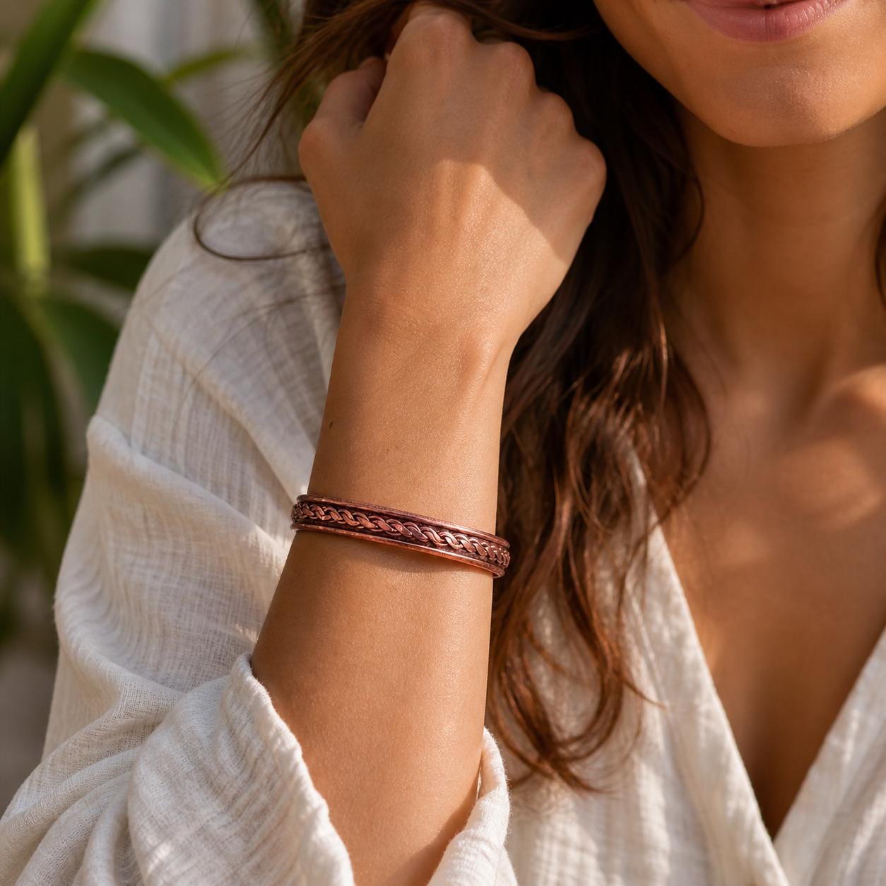 Handmade Copper Cuff Bracelet | Braided Unisex Cuff | Adjustable Rustic Jewelry for Men Women