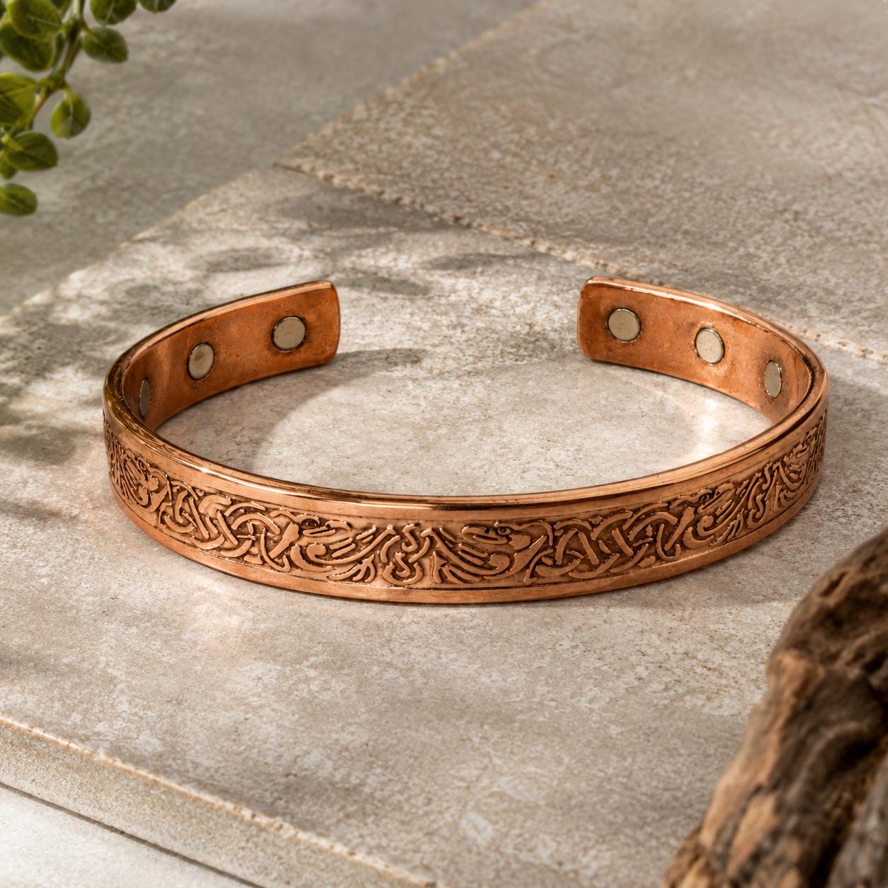 Handmade Copper Bracelet for Her | Engraved Celtic Design Cuff | Adjustable Copper Bangle