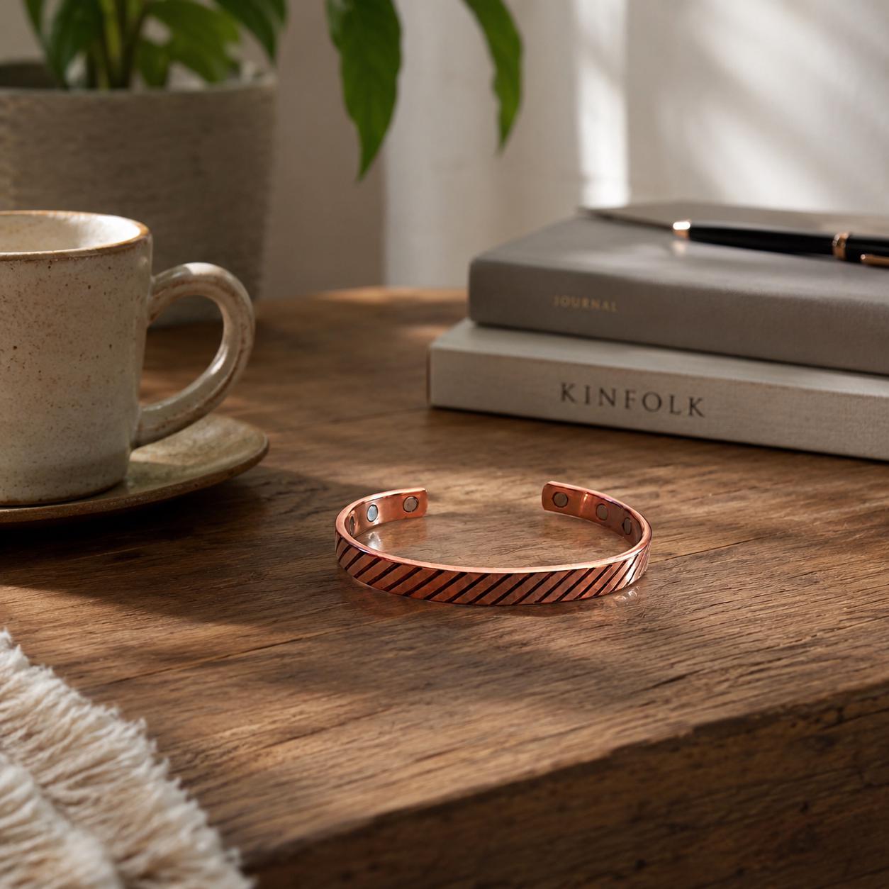 Handmade Copper Cuff Bracelet for Men & Women – Adjustable Unisex Bracelet – Minimalist Rustic Jewelry Gift