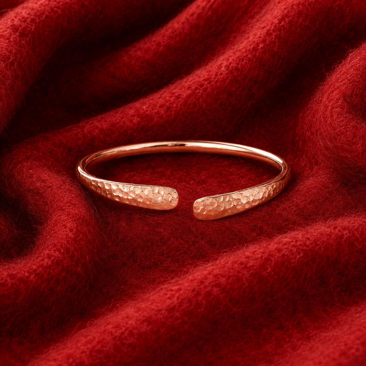 Hammered Copper Cuff Bracelet for Women, Handmade Adjustable Open Bangle, Minimalist Rustic Jewelry Gift
