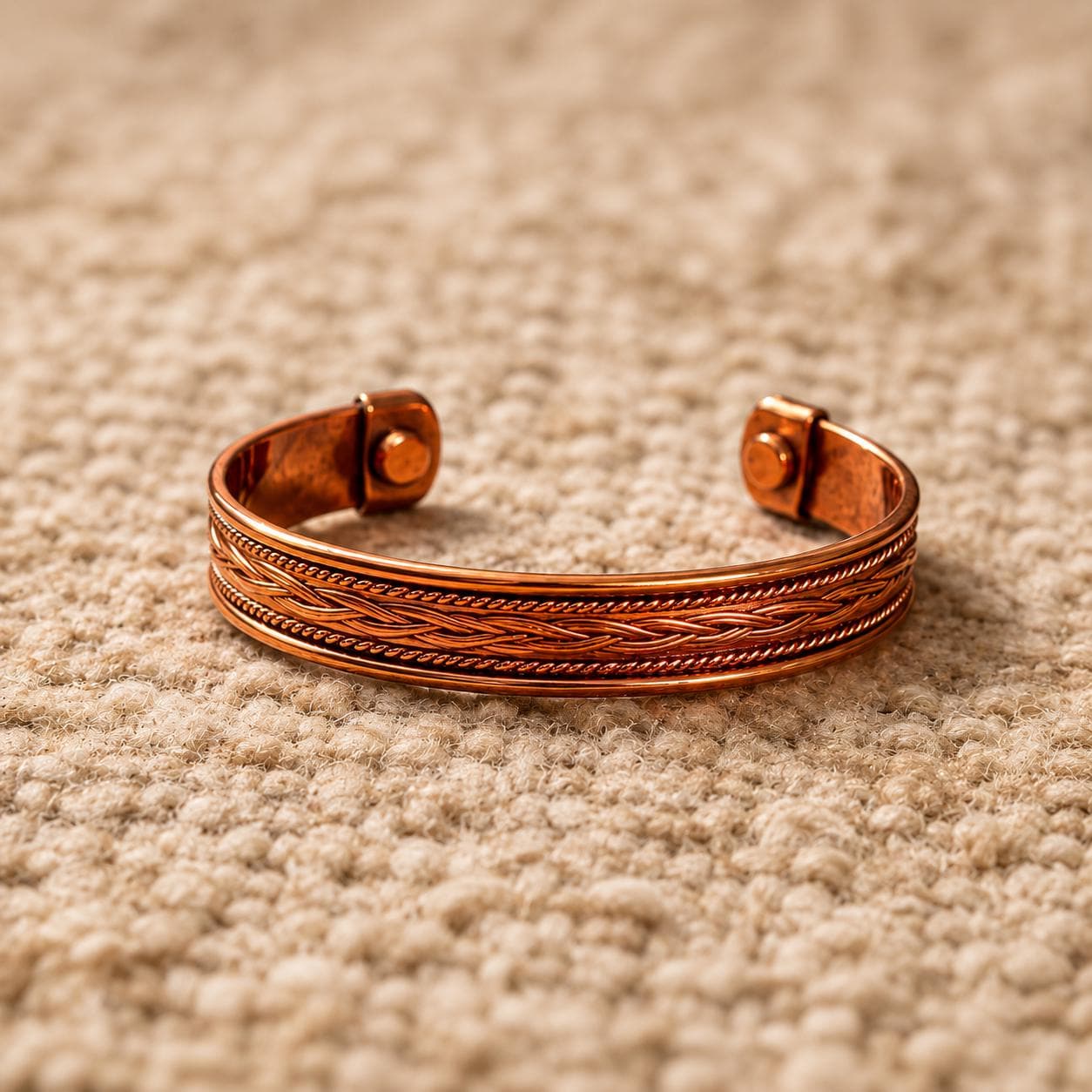 Handmade Copper Braided Cuff Bracelet, Adjustable Kara Jewelry