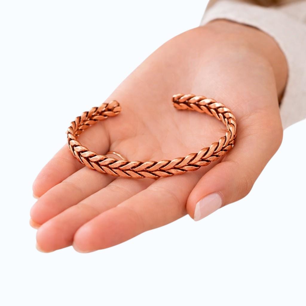 Handmade Copper Cuff Bracelet – Twisted Rope Design, Minimalist Bangle
