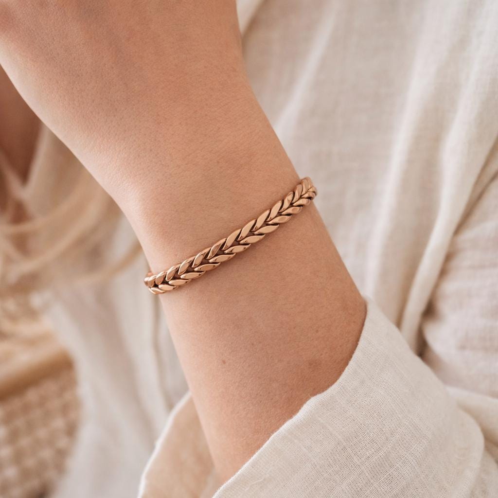 Handmade Copper Cuff Bracelet – Twisted Rope Design, Minimalist Bangle