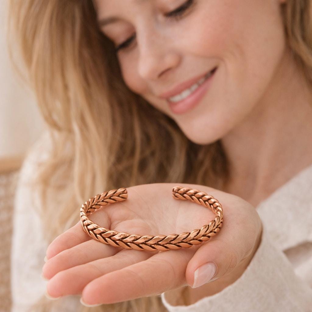 Handmade Copper Cuff Bracelet – Twisted Rope Design, Minimalist Bangle