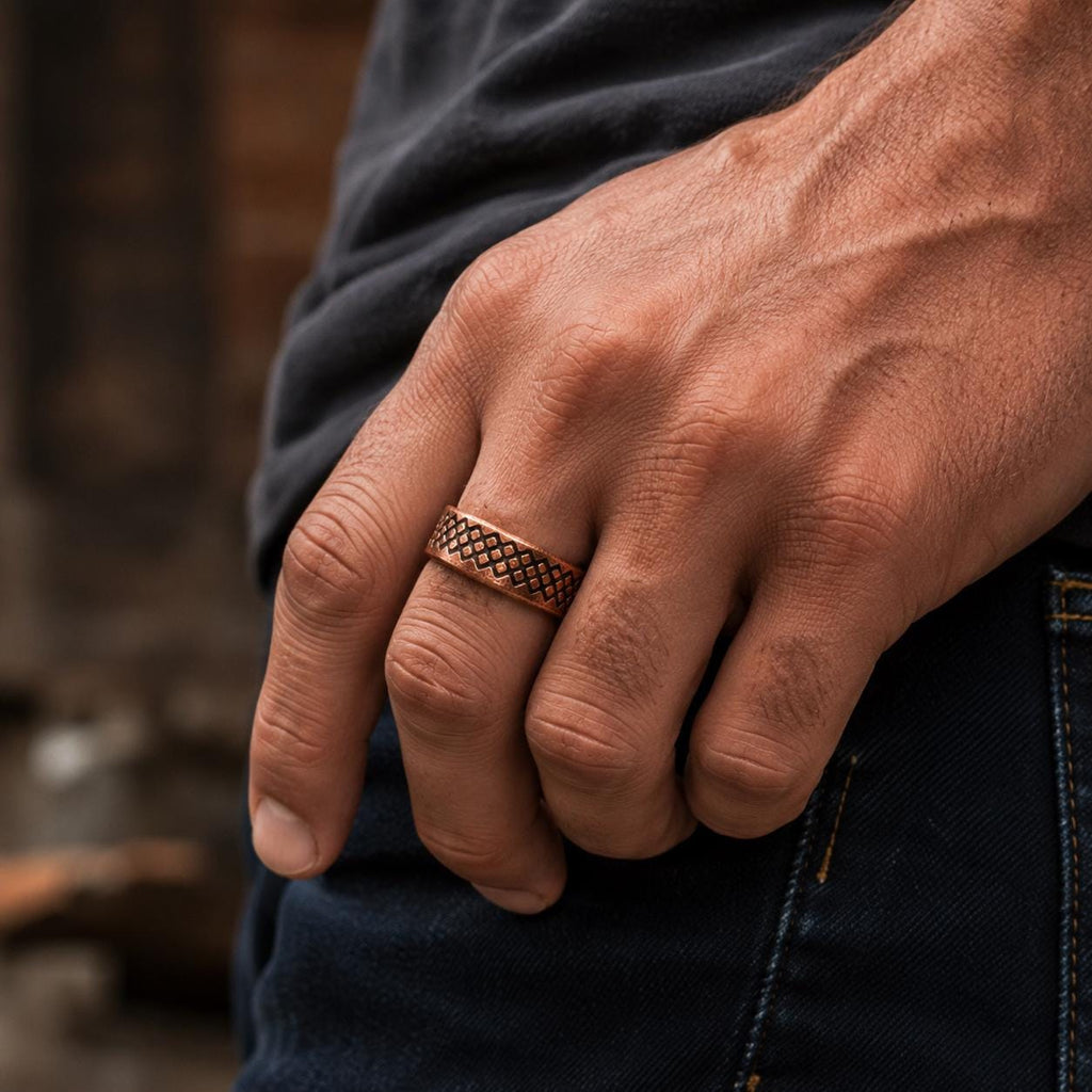 Handmade Copper Ring  | Textured Copper Band | Artisan Rustic Jewelry Gift