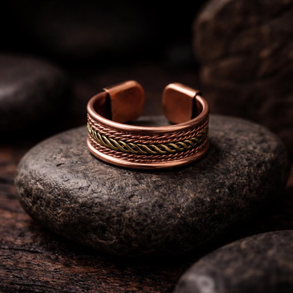 Handmade Copper Ring for Men, Adjustable Rustic Copper Band, Artisan Minimalist Jewelry Gift