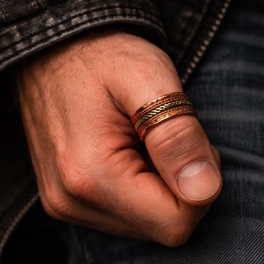 Handmade Copper Ring for Men, Adjustable Rustic Copper Band, Artisan Minimalist Jewelry Gift