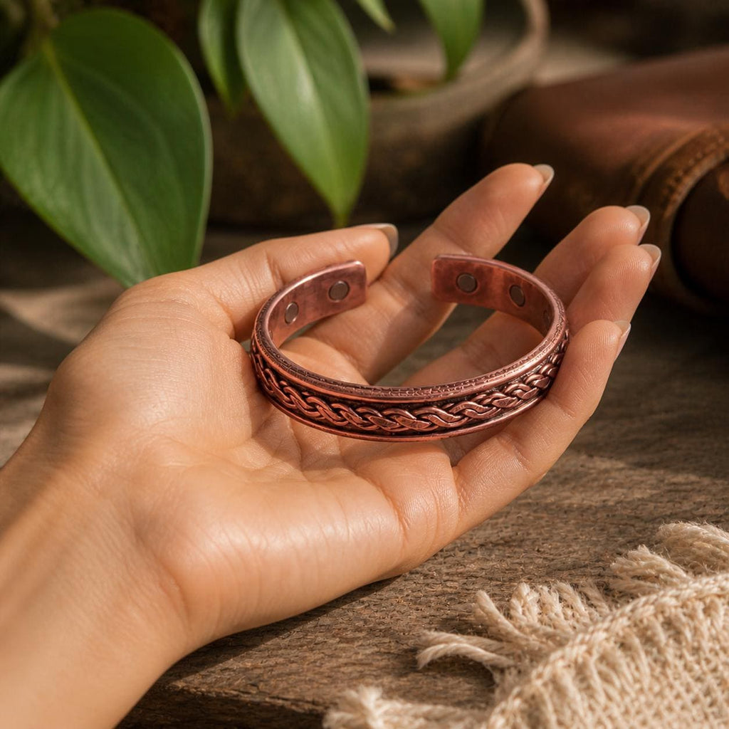 Handmade Copper Cuff Bracelet | Braided Unisex Cuff | Adjustable Rustic Jewelry for Men Women