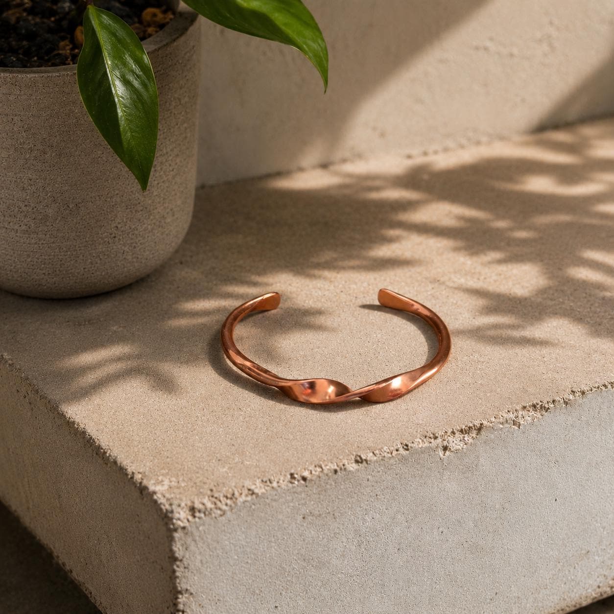 Handmade Twisted Copper Cuff Bracelet – Rustic Rope Design, Adjustable Fit Cuff for Her