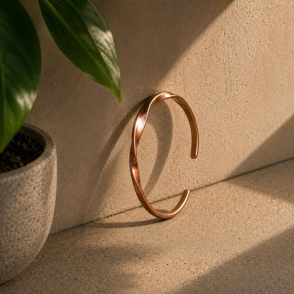 Handmade Twisted Copper Cuff Bracelet – Rustic Rope Design, Adjustable Fit Cuff for Her