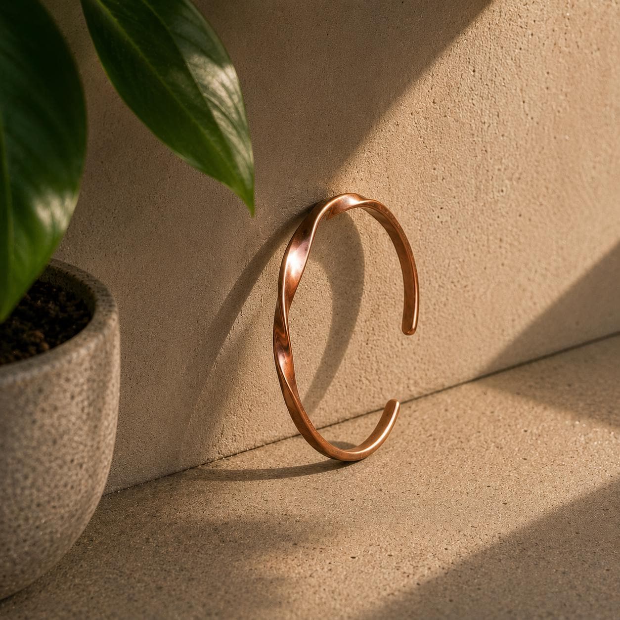 Handmade Twisted Copper Cuff Bracelet – Rustic Rope Design, Adjustable Fit Cuff for Her