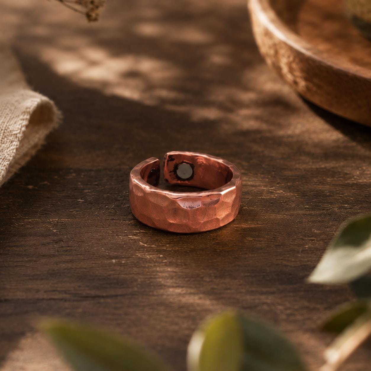 Hammered Copper Ring | Rustic Adjustable Unisex Jewelry