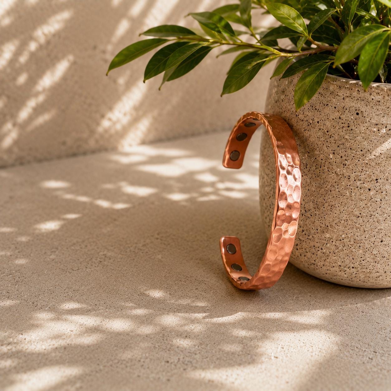 Copper Cuff Bracelet Handmade | Hammered Texture Adjustable Bangle | Unisex Fashion Jewelry
