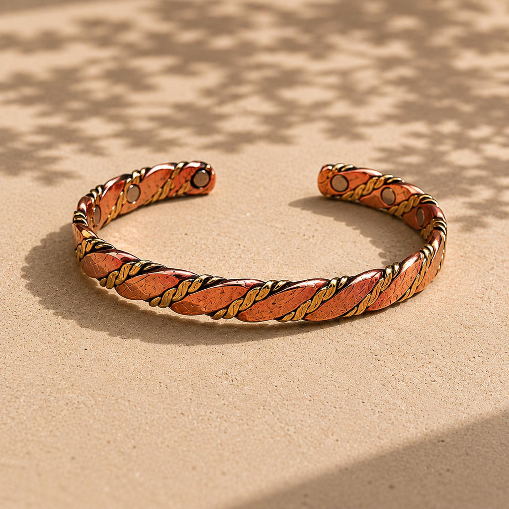 Handmade Twisted Copper Cuff Bracelet, Boho Minimalist Unisex Cuff