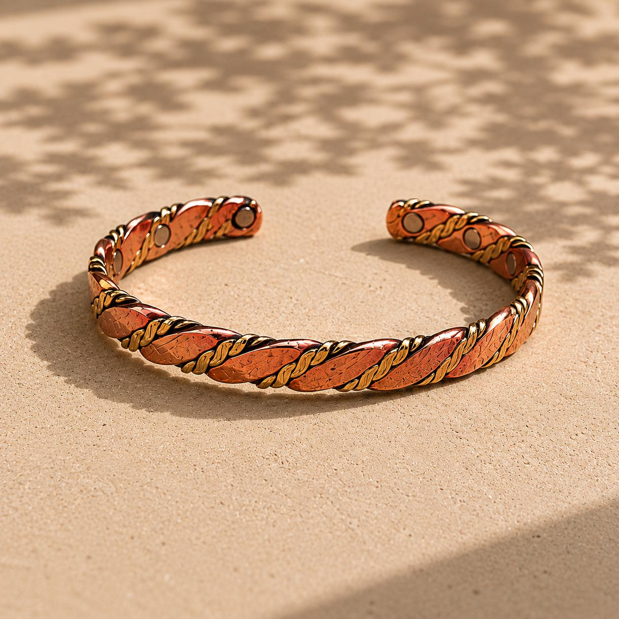 Handmade Twisted Copper Cuff Bracelet, Boho Minimalist Unisex Cuff