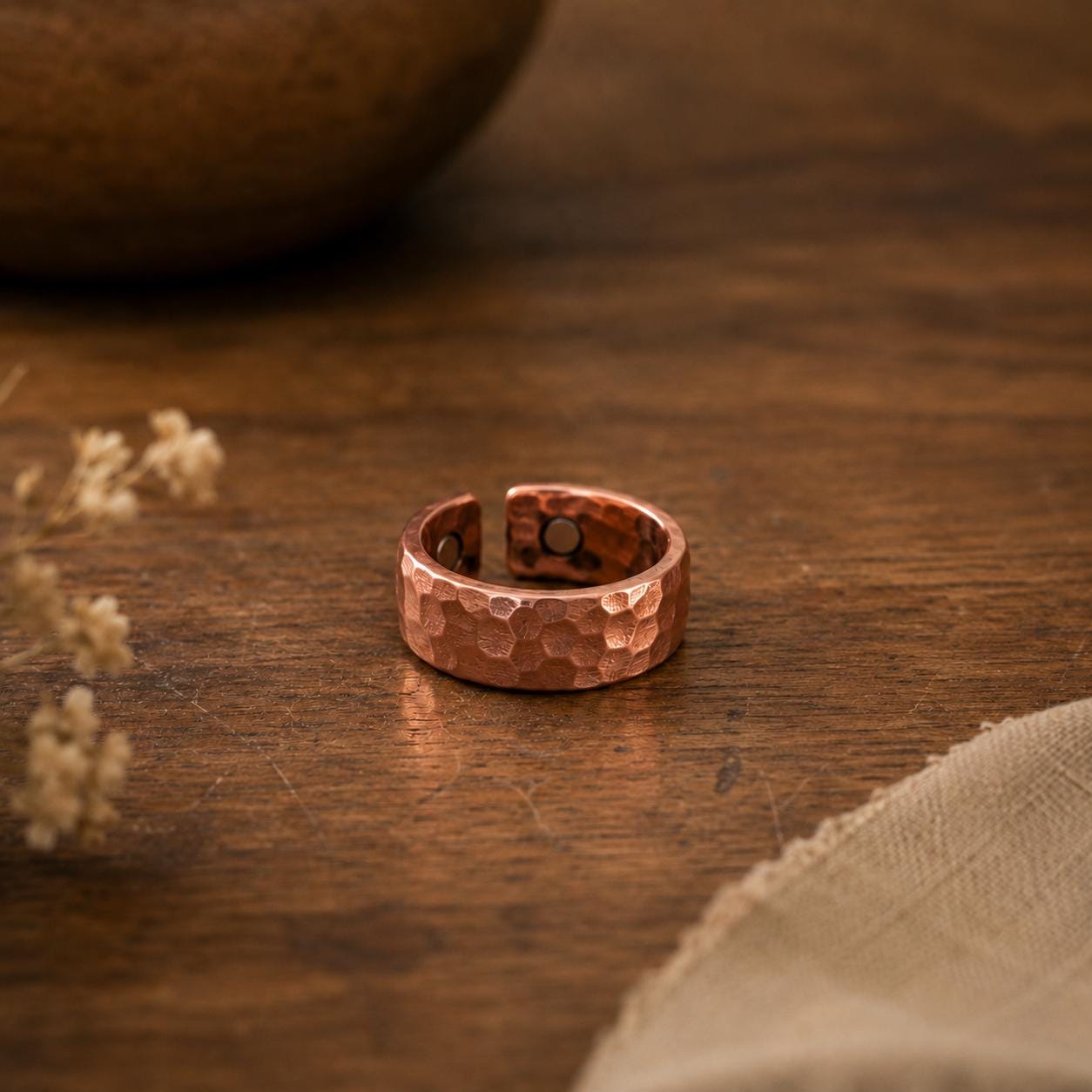 Hammered Copper Ring | Rustic Adjustable Unisex Jewelry