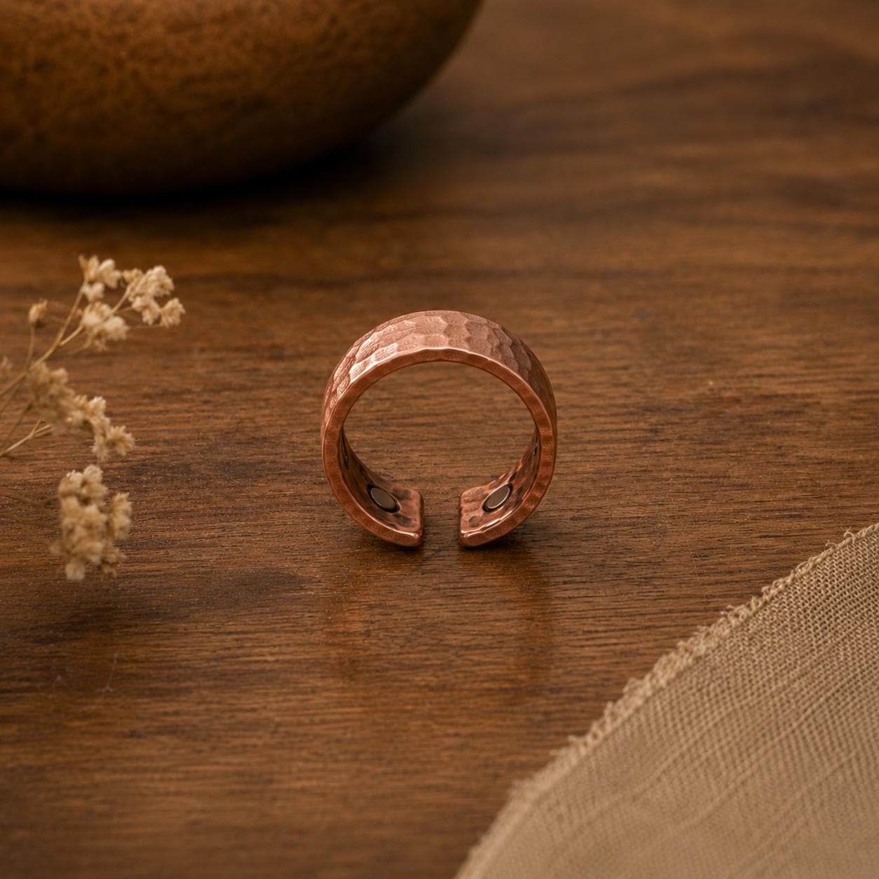 Hammered Copper Ring | Rustic Adjustable Unisex Jewelry