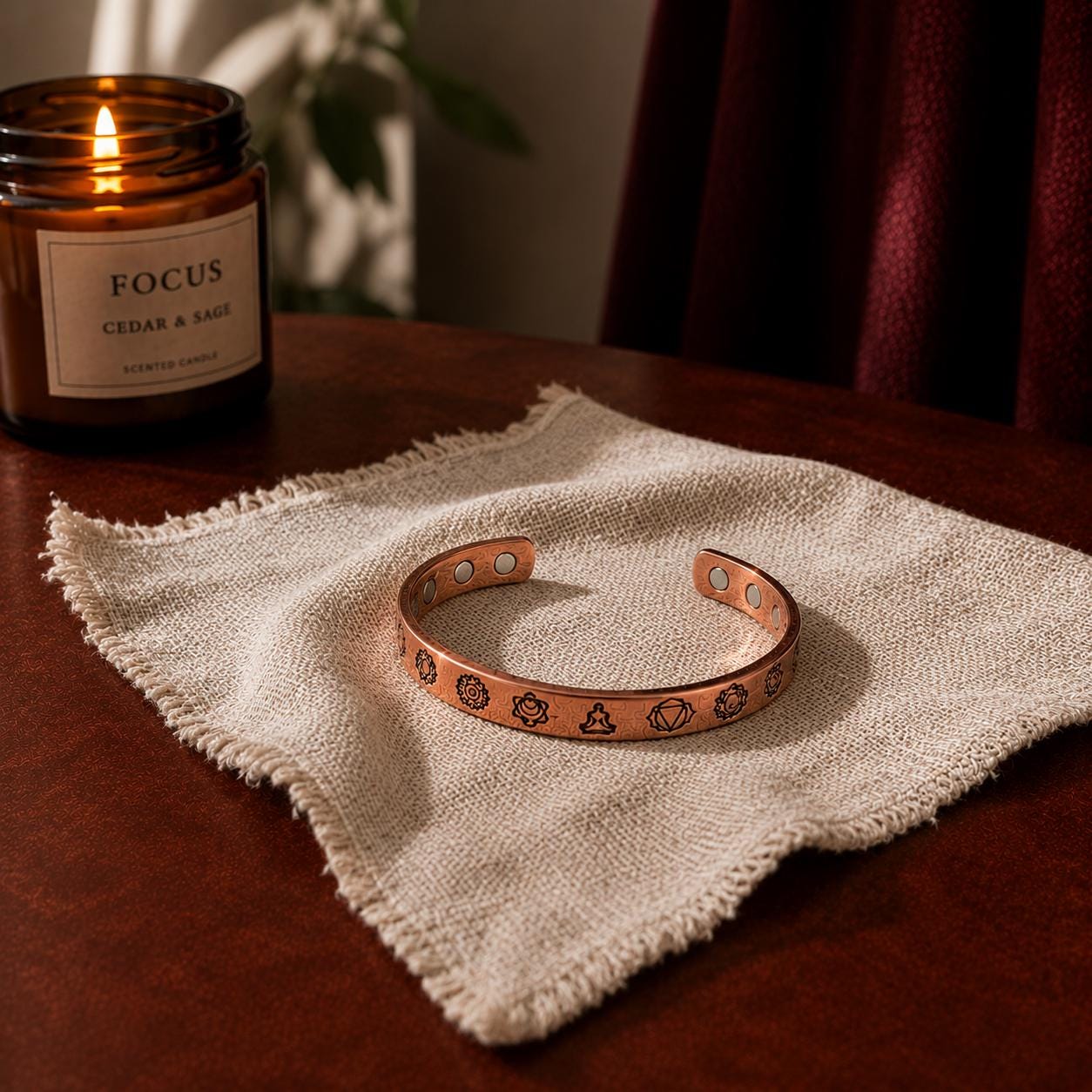 Chakra Copper Cuff Bracelet for Men & Women – Handmade Adjustable Unisex Jewelry, Spiritual Gift