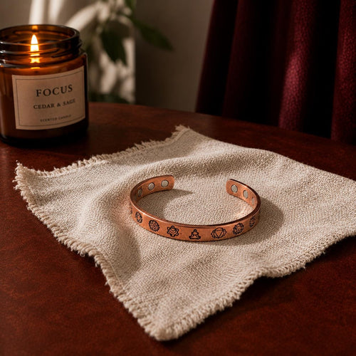 Chakra Copper Cuff Bracelet for Men & Women – Handmade Adjustable Unisex Jewelry, Spiritual Gift