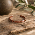 Hammered Copper Cuff Bracelet, Double Band Wire Wrapped, Rustic Unisex Jewelry